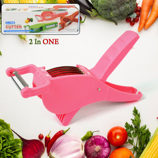 Plastic 2 In 1 Vegetable Fruit Multi Cutter 5 Blade Vegetable Cutter With Peeler (1 Pc Multicolor)