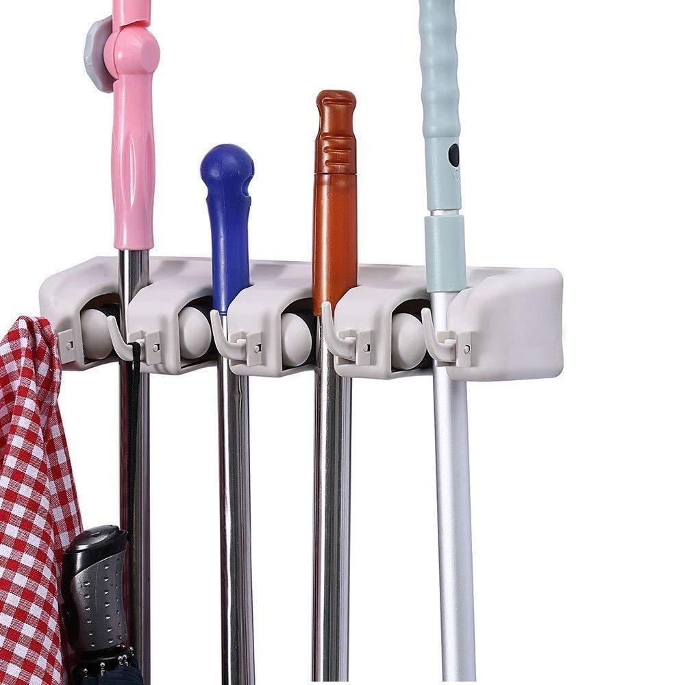 4-layer Mop And Broom Holder Garden Tool Organizer Multipurpose Wall Mounted