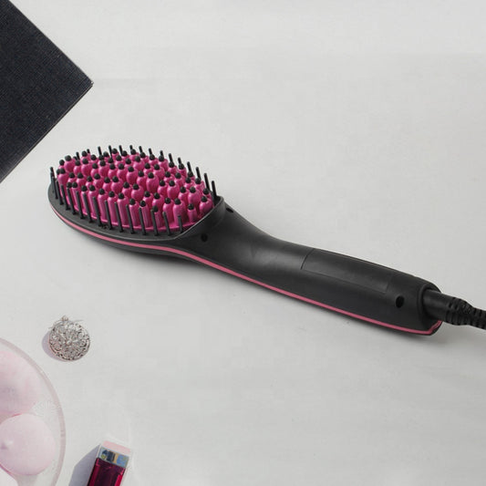2-in-1 Ceramic Hair Straightener – Brush with LCD Temperature Control (1 Pc)