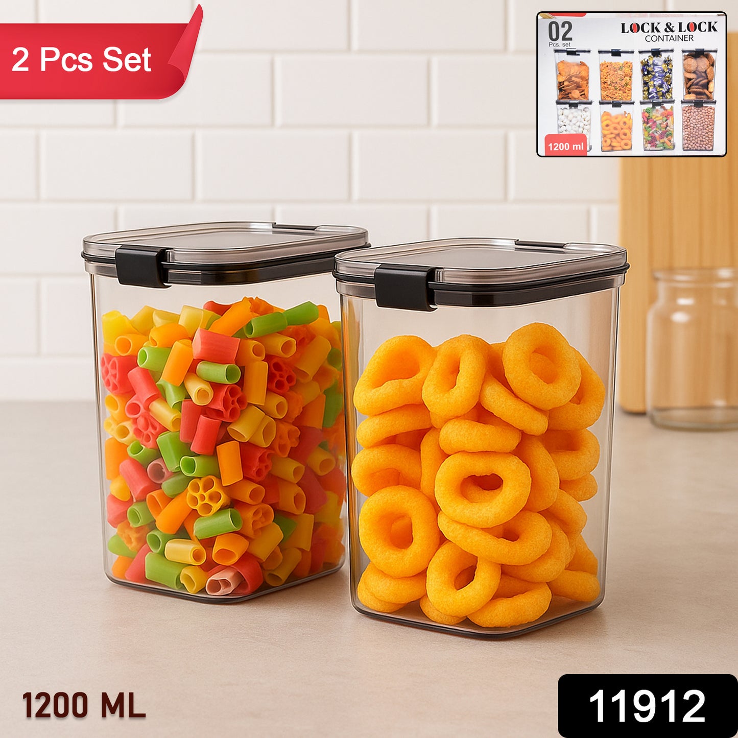1200 Ml Airtight Lock Lock Food Storage Container Set 2 Piece