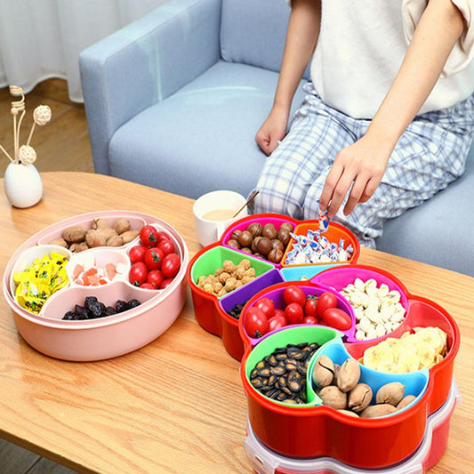 5-Compartment Snack Storage Box – For Nuts, Candy & Fruits (1 Pc)