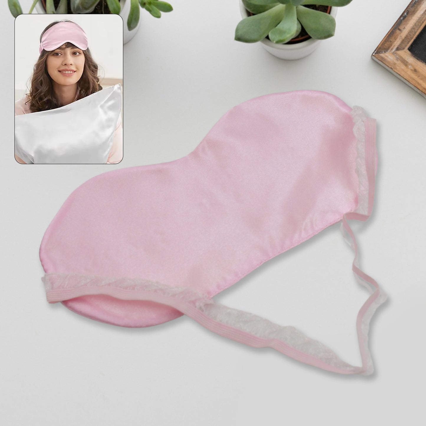 Soft Satin Sleep Mask – Light Blocking Eye Mask for Travel & Rest (1 Pc)