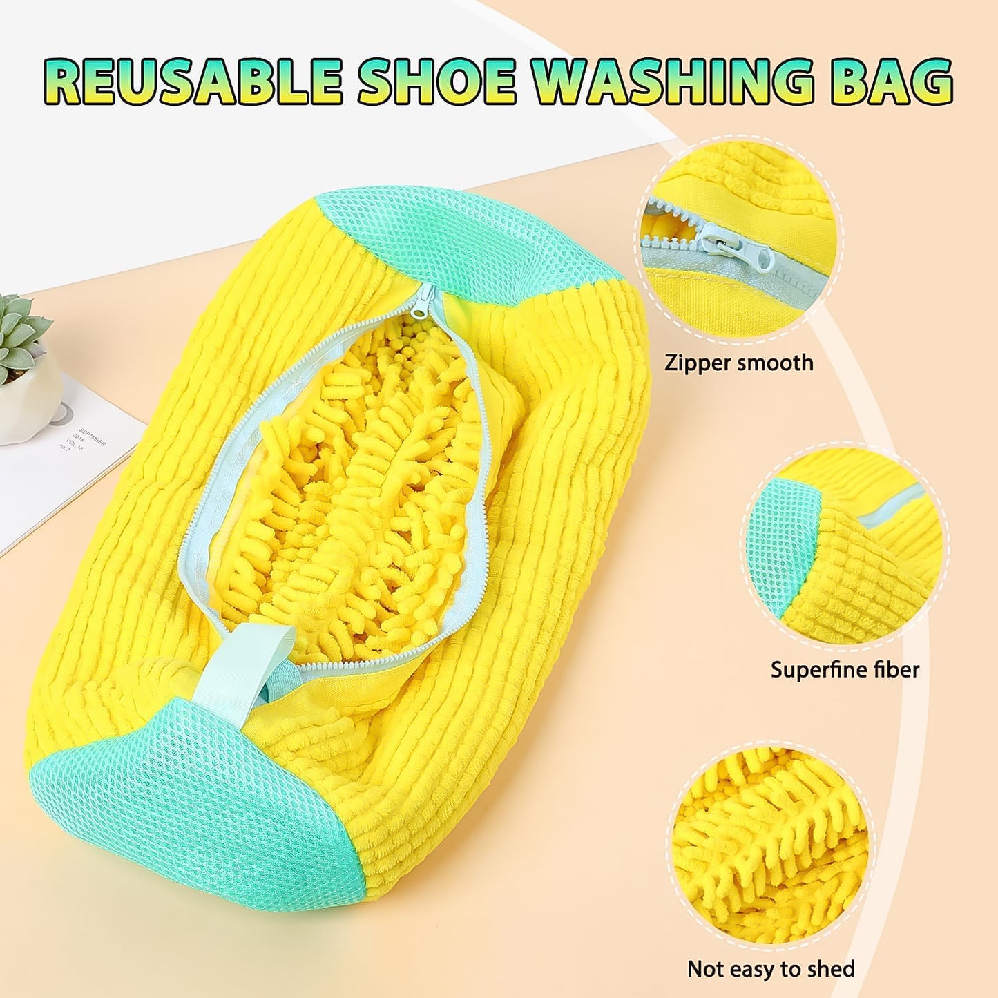 Shoe Cleaning Mop Cover With Microfiber Chenille Lining Zipper (1 Pc)