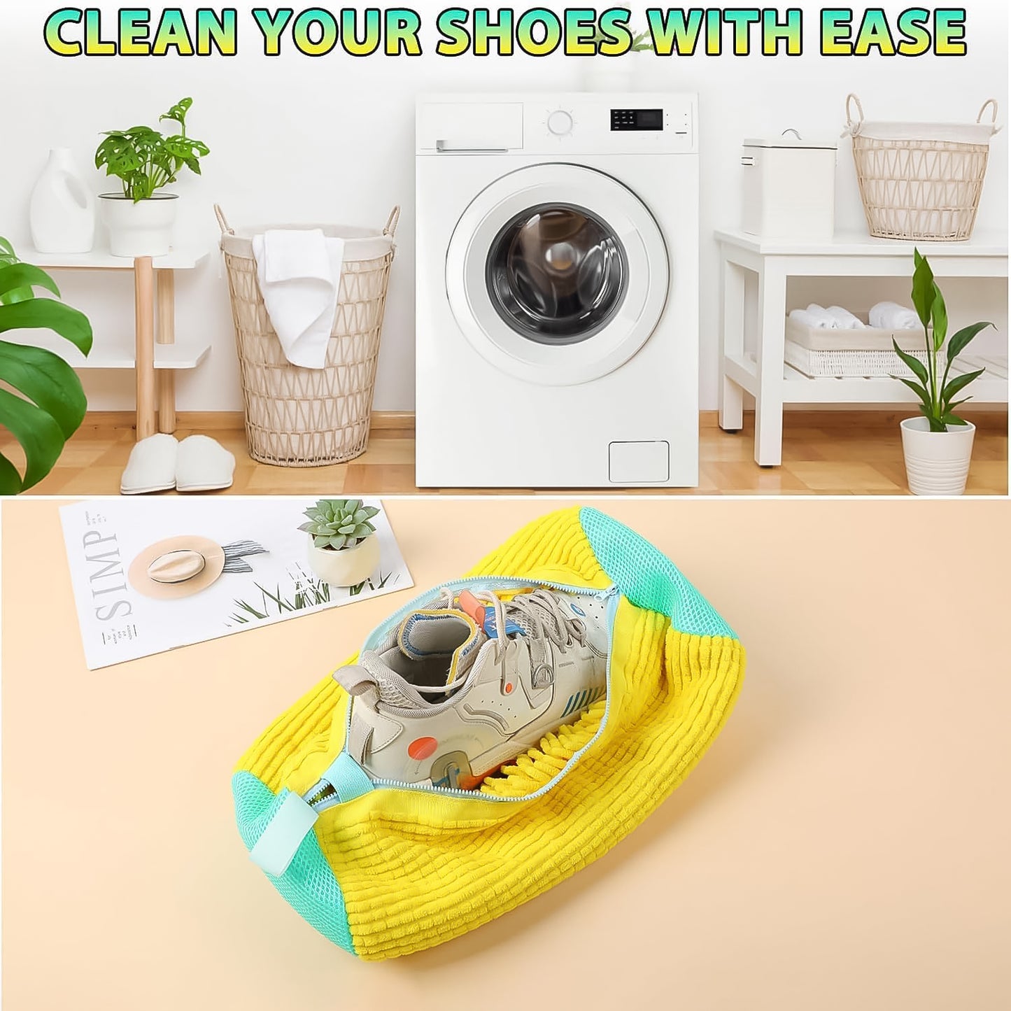 Shoe Cleaning Mop Cover With Microfiber Chenille Lining Zipper (1 Pc)