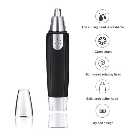 Ear and Nose Hair Trimmer – Battery Operated, Heavy-Duty Steel (1 Pc)