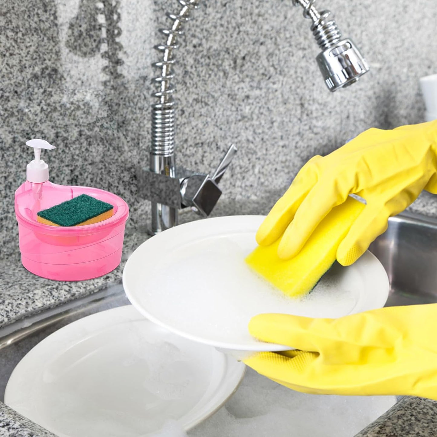 2-in-1 Liquid Soap Dispenser – With Pump and Sponge Holder (1 Pc)