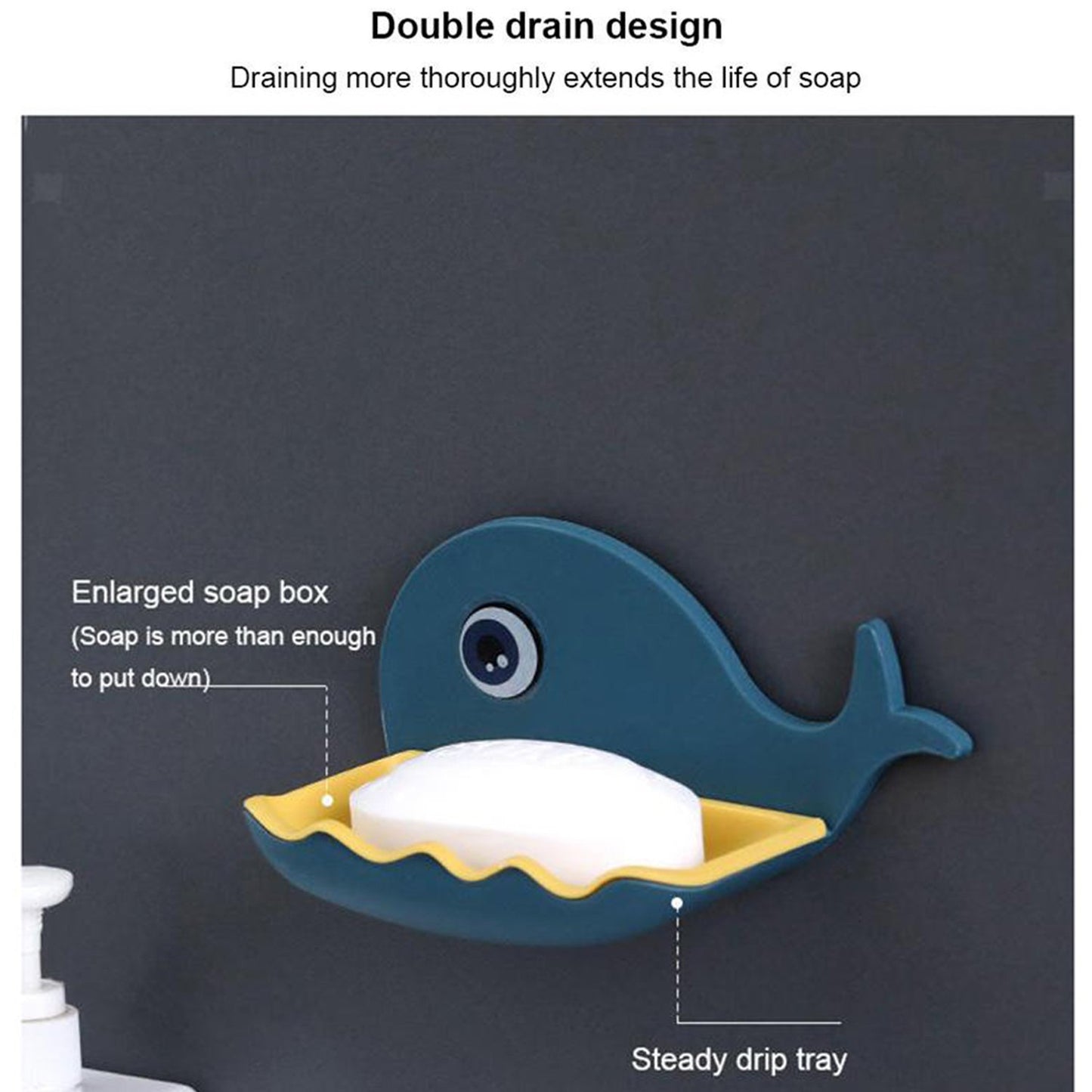 Fish Shape Soap Holder – Double Layer, Adhesive & Wall Mounted (1 Pc)