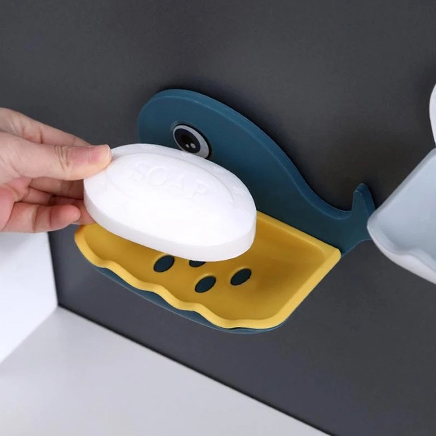 Fish Shape Soap Holder – Double Layer, Adhesive & Wall Mounted (1 Pc)