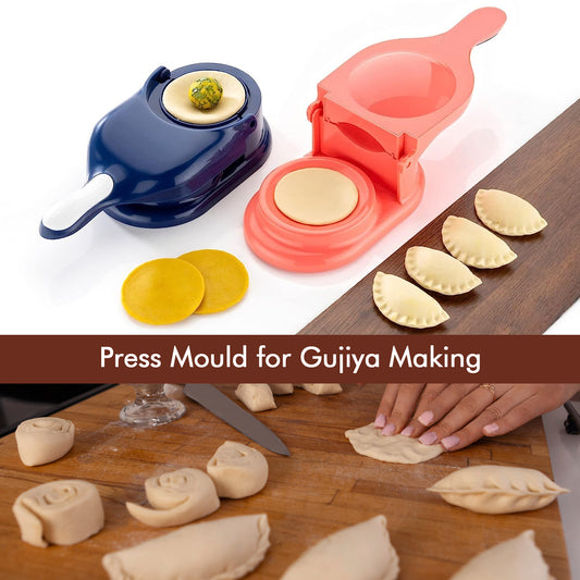 2-in-1 Dumpling Press Mould – For Gujiya, Momos & Kitchen Use (1 Pc)