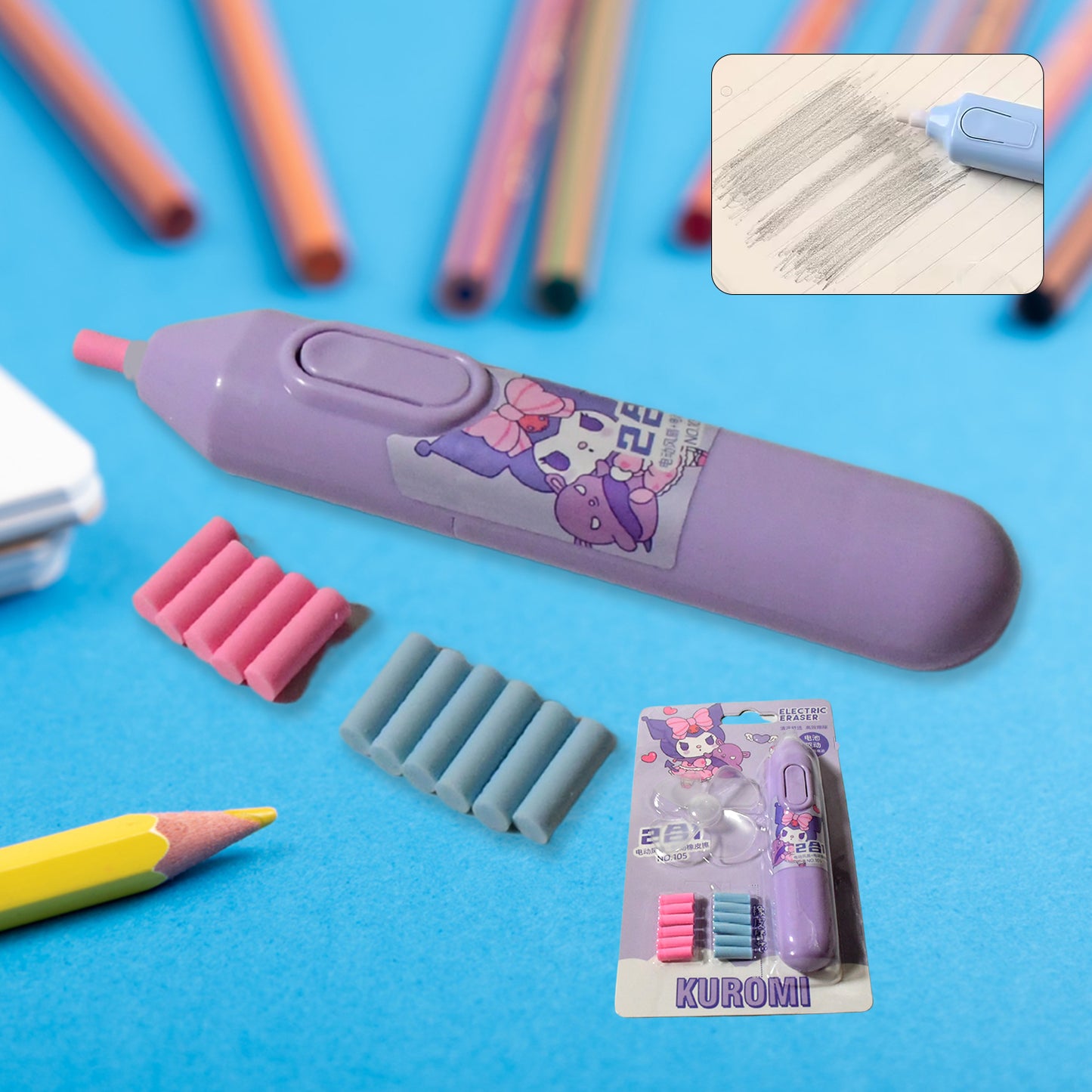 Electric Eraser Kit – Battery Operated with 10 Refills for Drawing & Sketching (1 Pc)