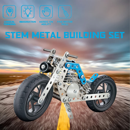 Metal Bike Creative Mechanical Construction Engineering Kit 140 Part Of Bike Tool 1 Set