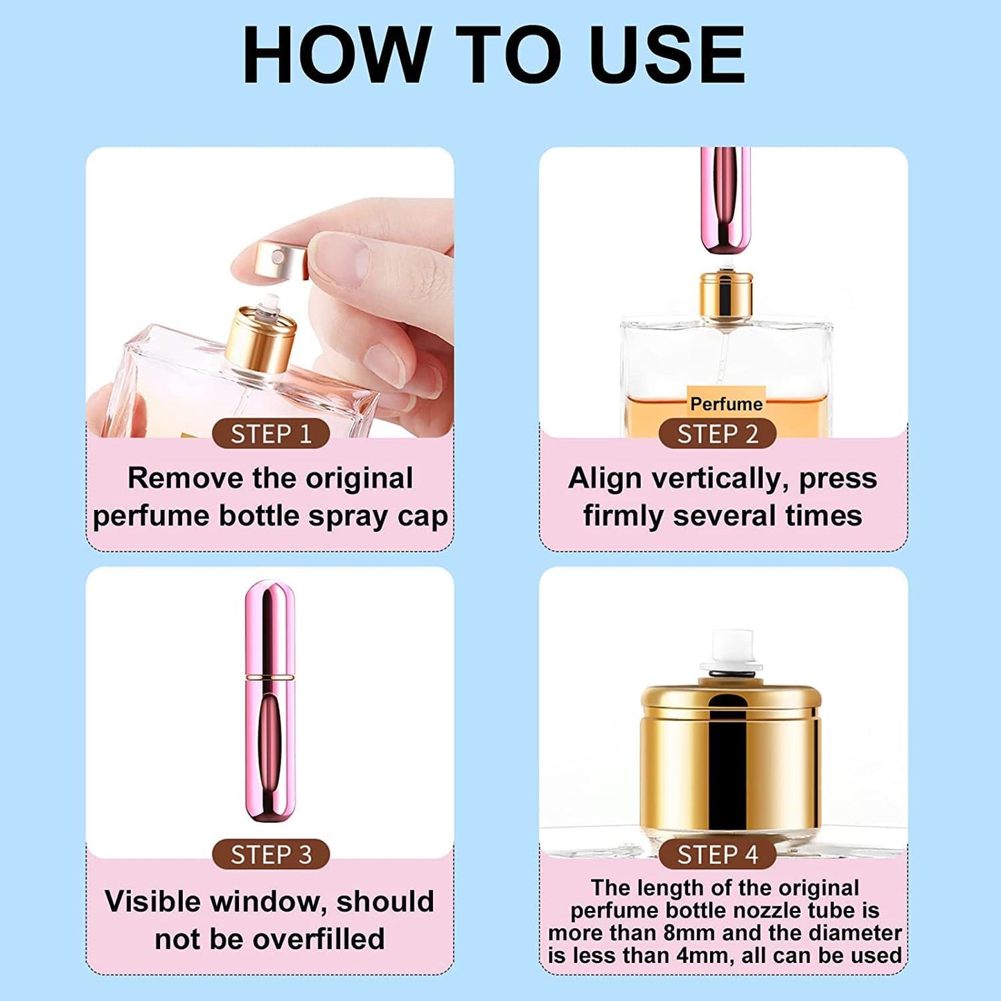 Mini Portable Perfume Empty Spray Bottle (1 Pc Mix Color)