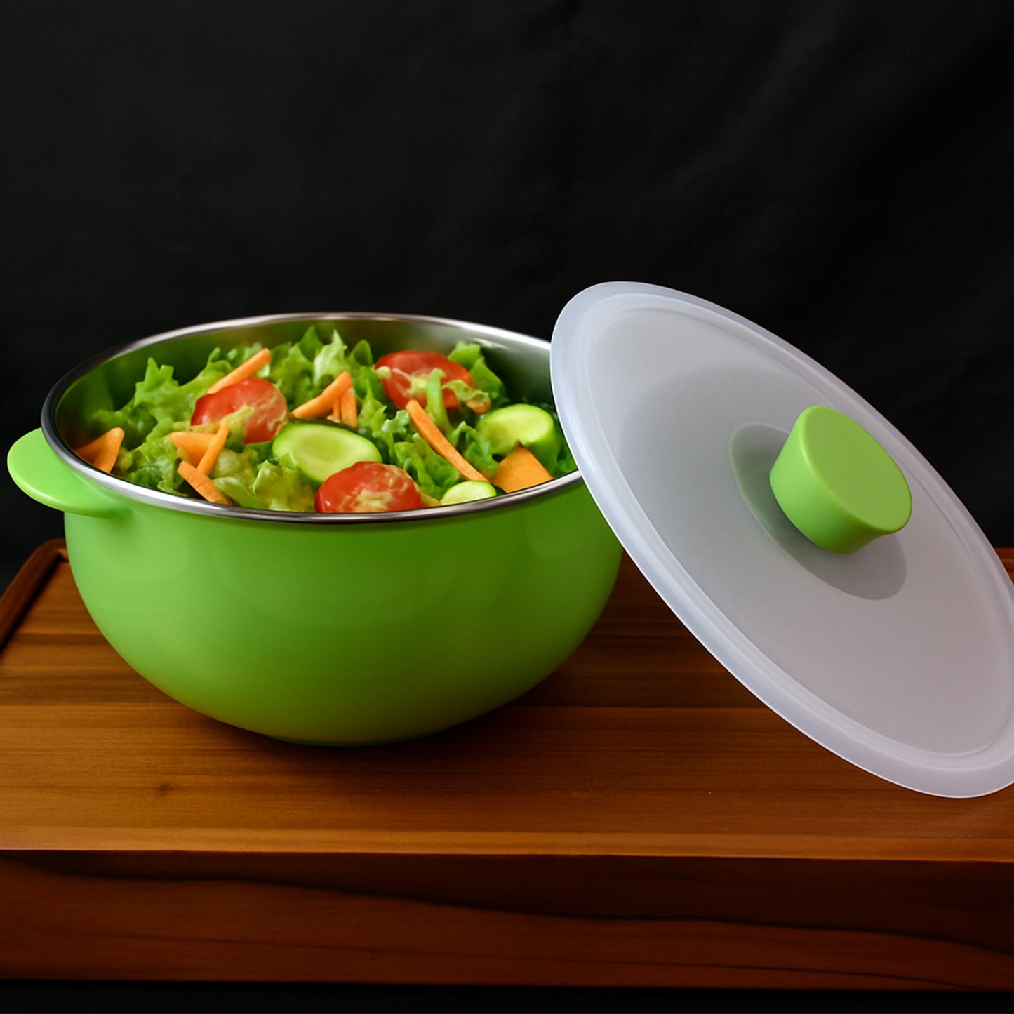 2200ml Microwave-safe Plastic Serving Bowl With Lid (1 Pc)