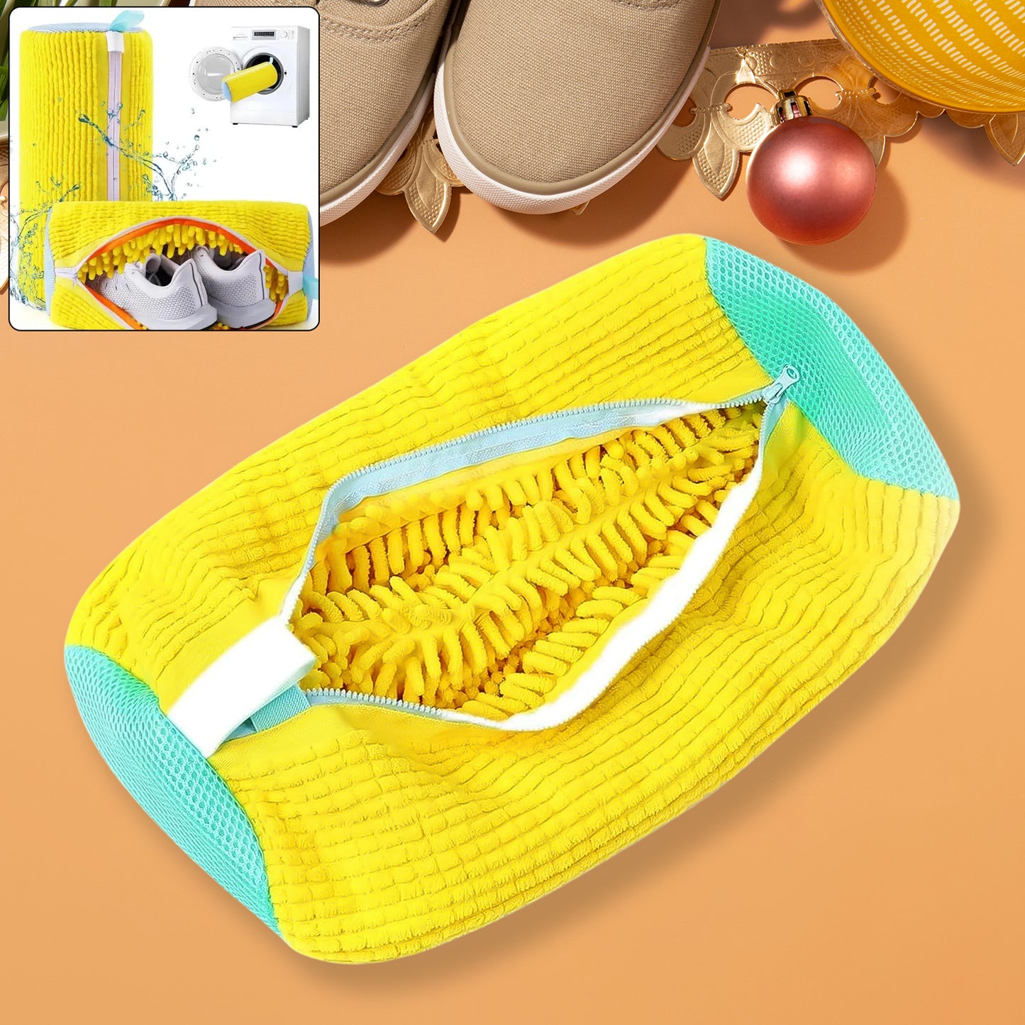 Shoe Cleaning Mop Cover With Microfiber Chenille Lining Zipper (1 Pc)
