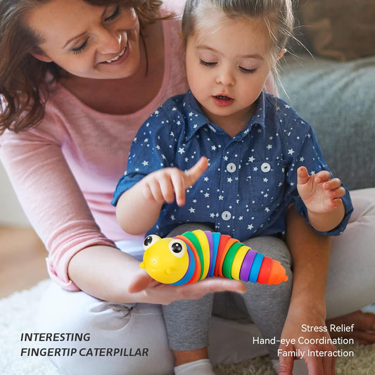 3D Rainbow Slug Fidget Toy – Stress Relief Sensory Toy for Kids & Adults (1 Pc)