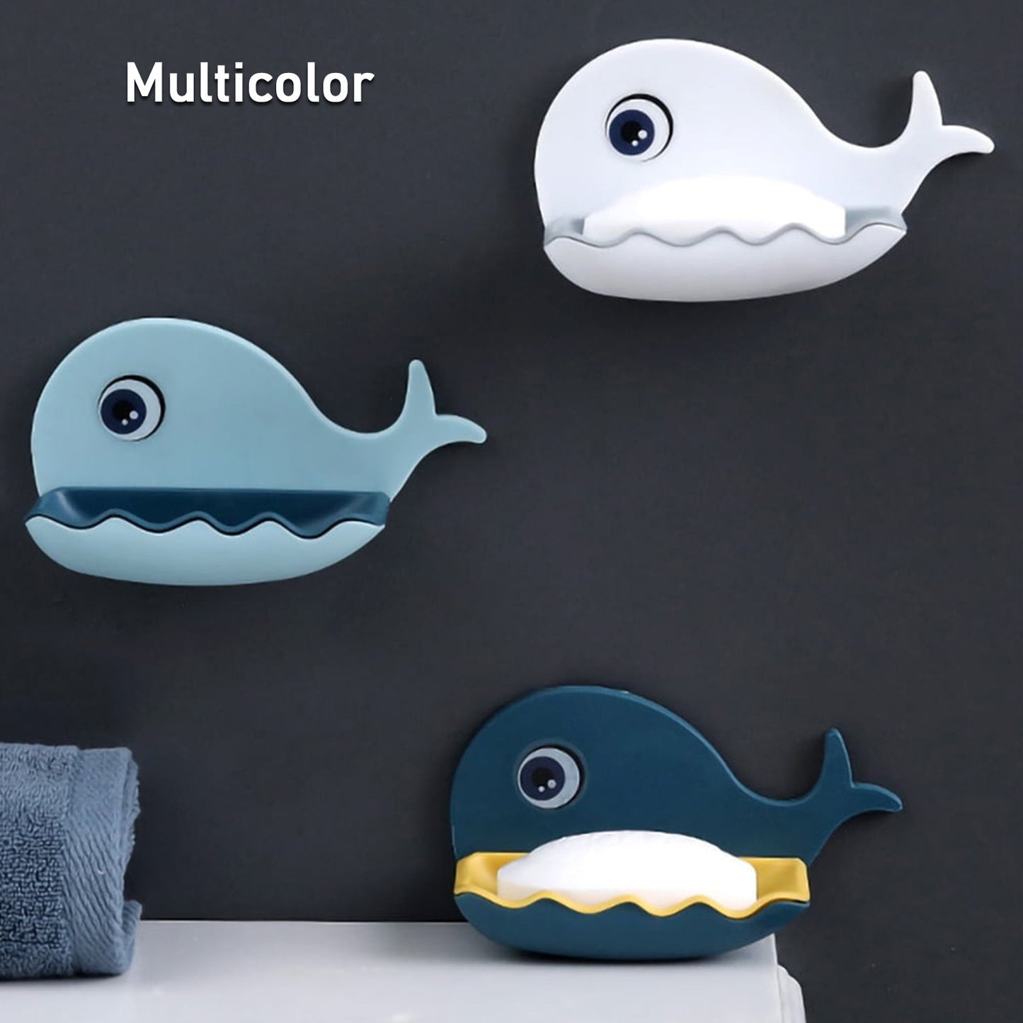 Fish Shape Soap Holder – Double Layer, Adhesive & Wall Mounted (1 Pc)