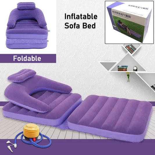 2 In 1 Air Mattress Lounger Portable Inflatable Mattress Air Sofa With Air Hand Pump