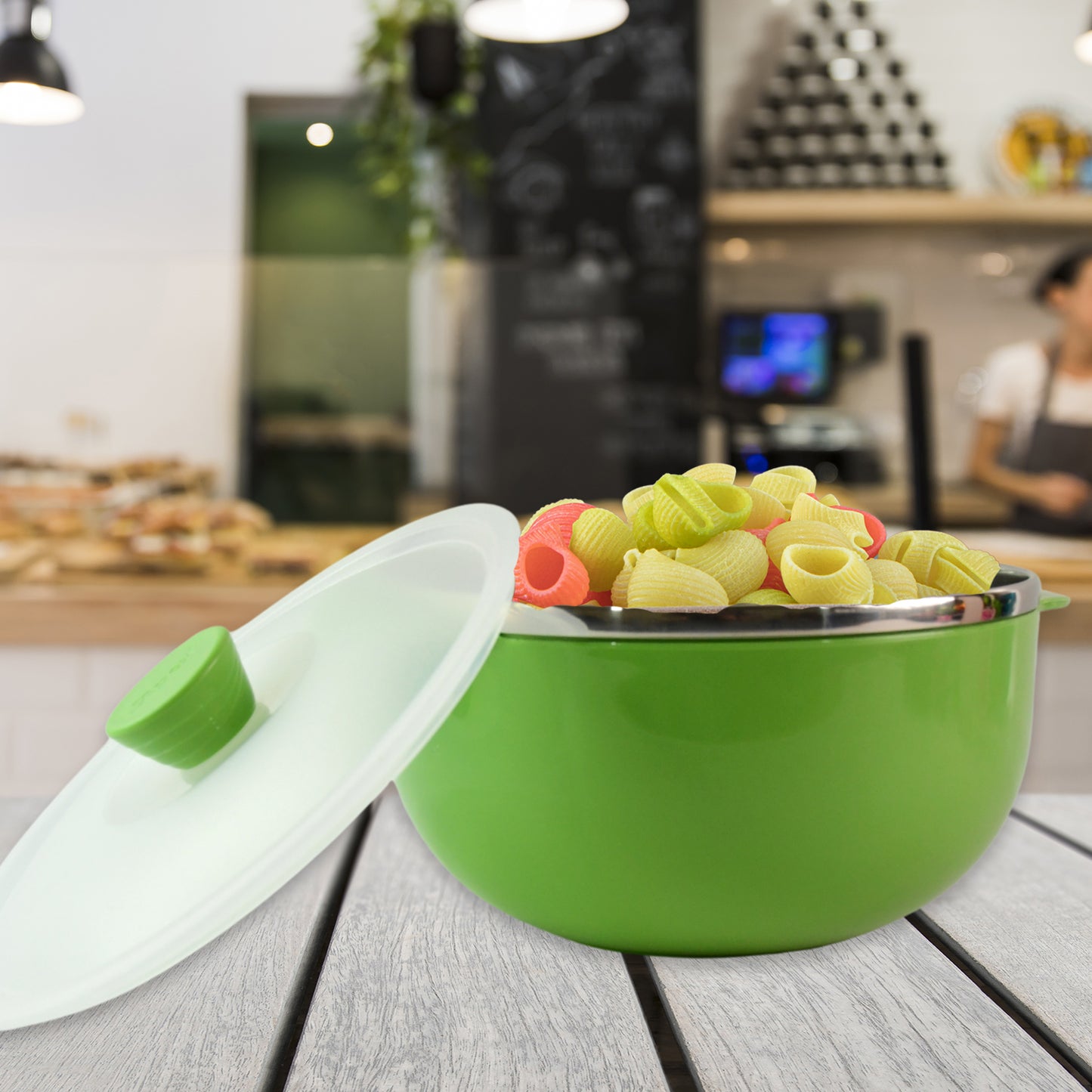 2200ml Microwave-safe Plastic Serving Bowl With Lid (1 Pc)