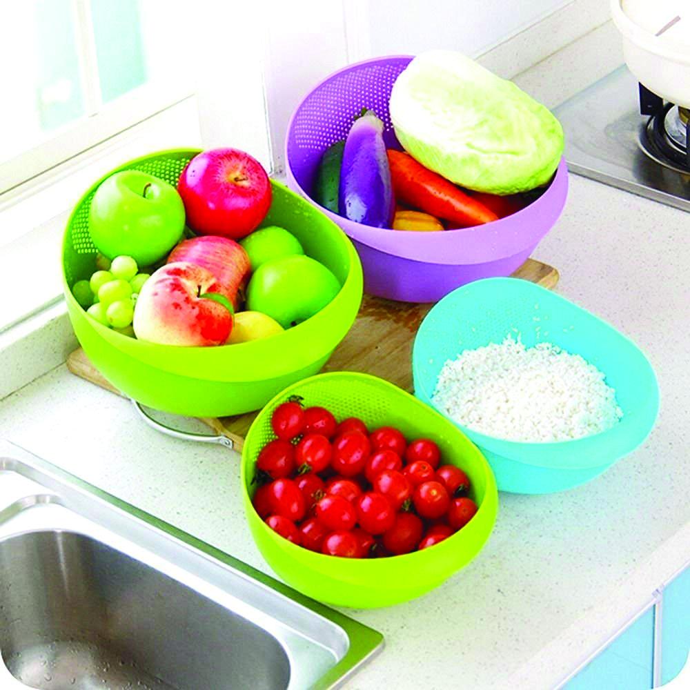 Kitchen Plastic Big Rice Bowl Strainer Perfect Size For Storing And Straining