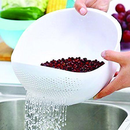 Kitchen Plastic Big Rice Bowl Strainer Perfect Size For Storing And Straining