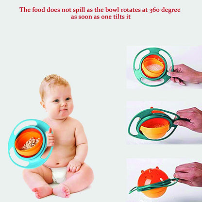 Portable Non Spill Feeding Toddler Gyro Bowl 360 Degree Rotating Dish