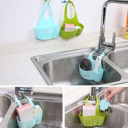 Adjustable Kitchen Bathroom Water Drainage Plastic Basketbag With Faucet Sink Caddy
