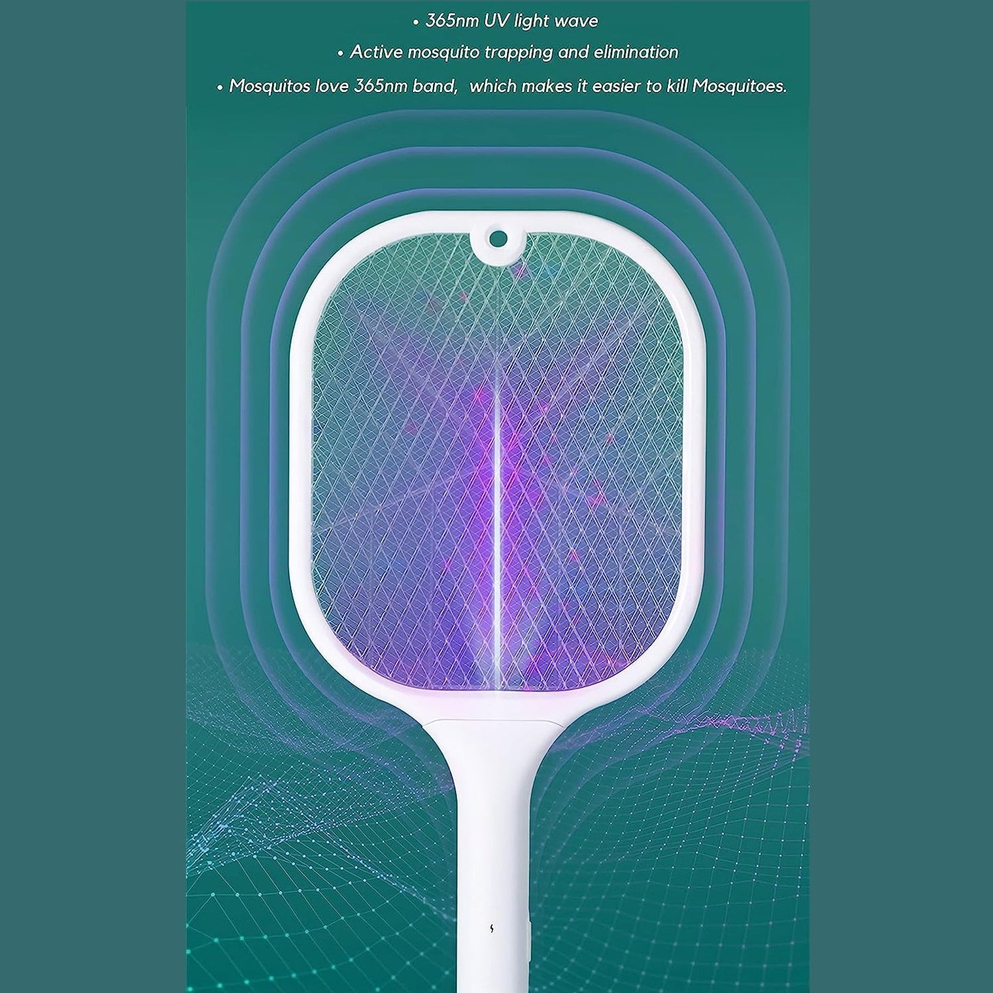 Rechargeable Mosquito Killer Racket with UV Light & USB Charging Base