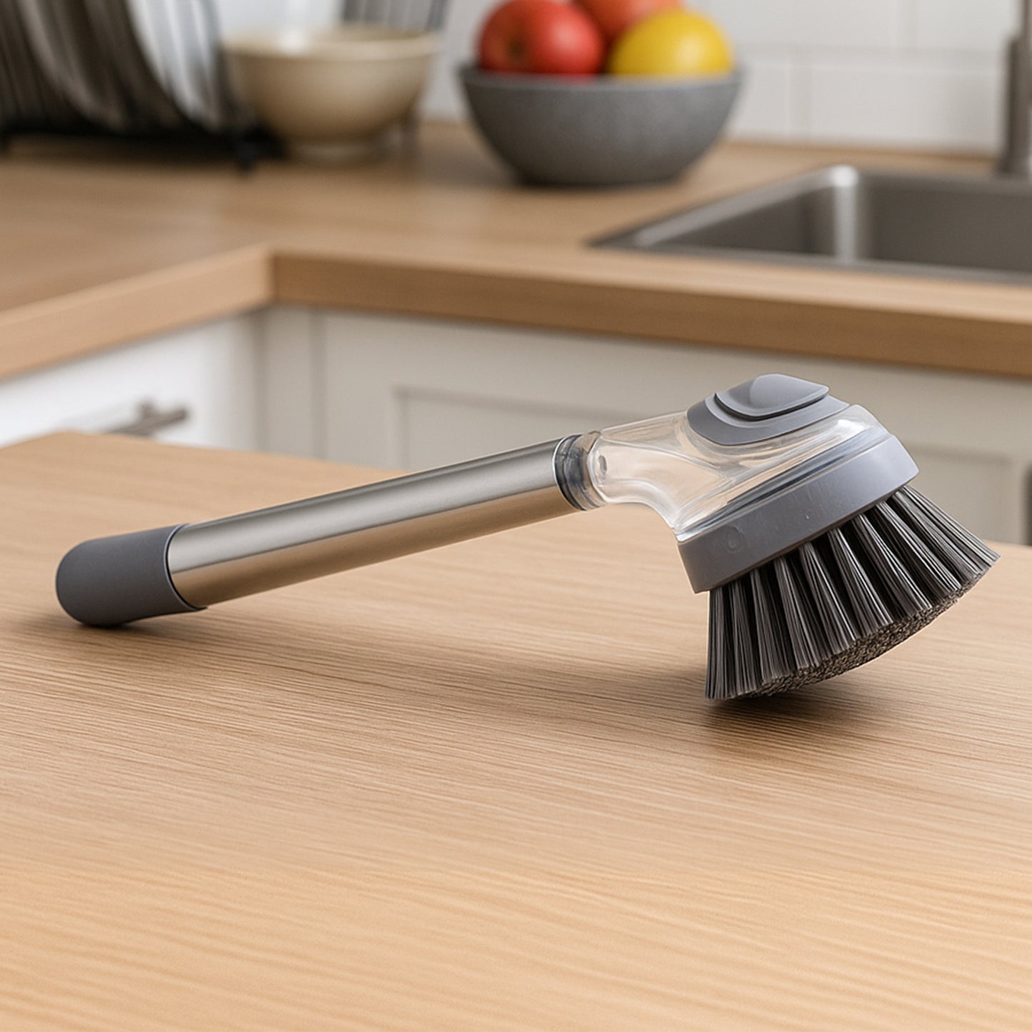 Cleaning Brush Set – Long Handle Scrub Brush with Liquid Dispenser (1 Set)