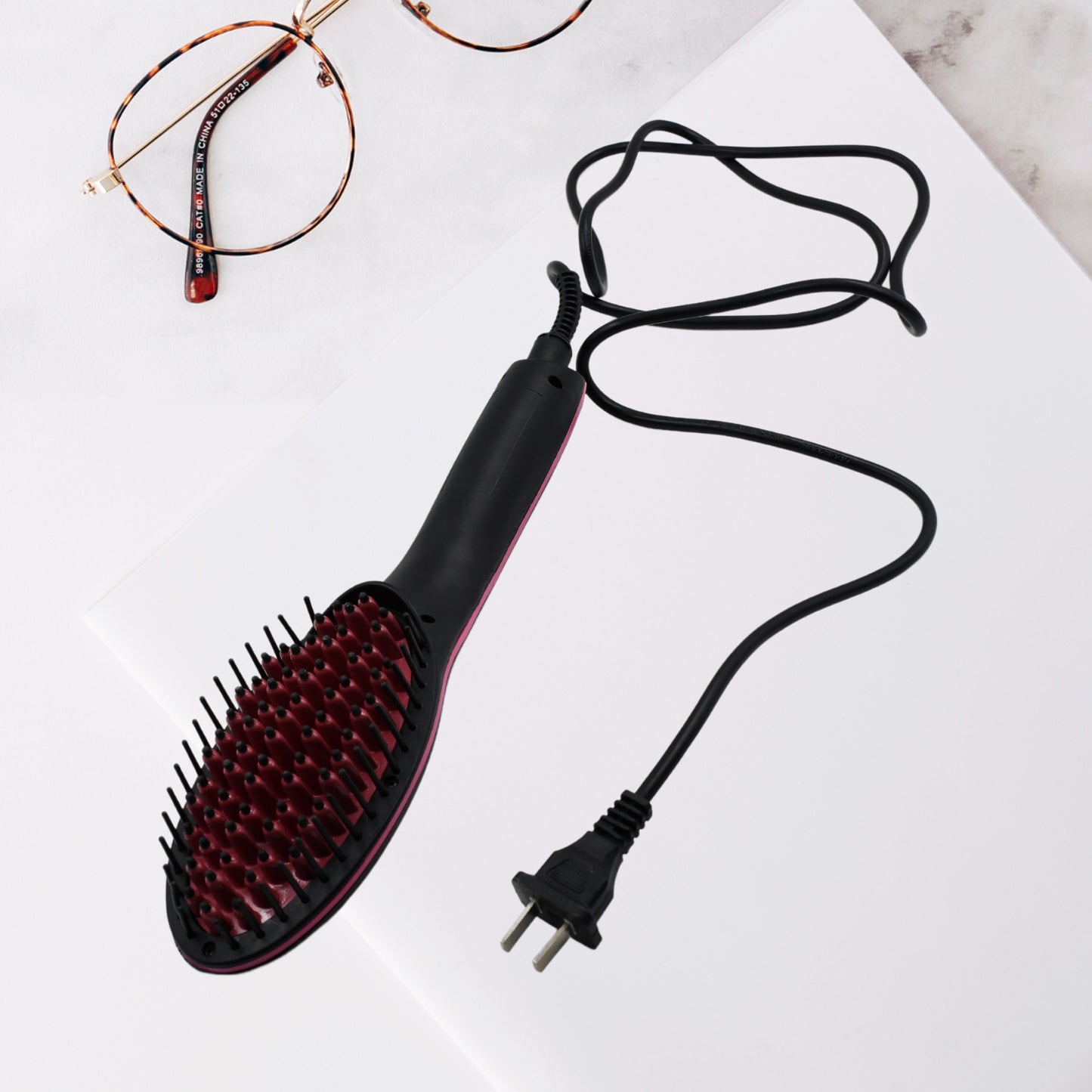 2-in-1 Ceramic Hair Straightener – Brush with LCD Temperature Control (1 Pc)