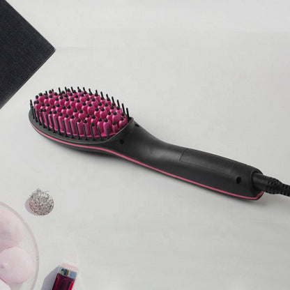 2-in-1 Ceramic Hair Straightener – Brush with LCD Temperature Control (1 Pc)
