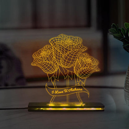 3 Roses - Love 3D Illusion Lamp