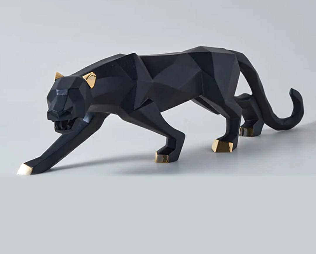 Resin Black Jaguar Showpiece for Home Decor/Black Panther Statue for Living Room Decor, Cheetah Showpiece Office Decor Item, Pack of 1 (Black)