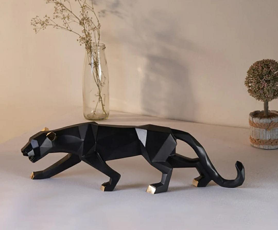 Resin Black Jaguar Showpiece for Home Decor/Black Panther Statue for Living Room Decor, Cheetah Showpiece Office Decor Item, Pack of 1 (Black)