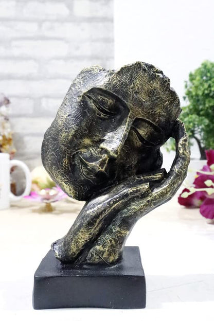 Face Lady Polyresin Face on Hand Statue