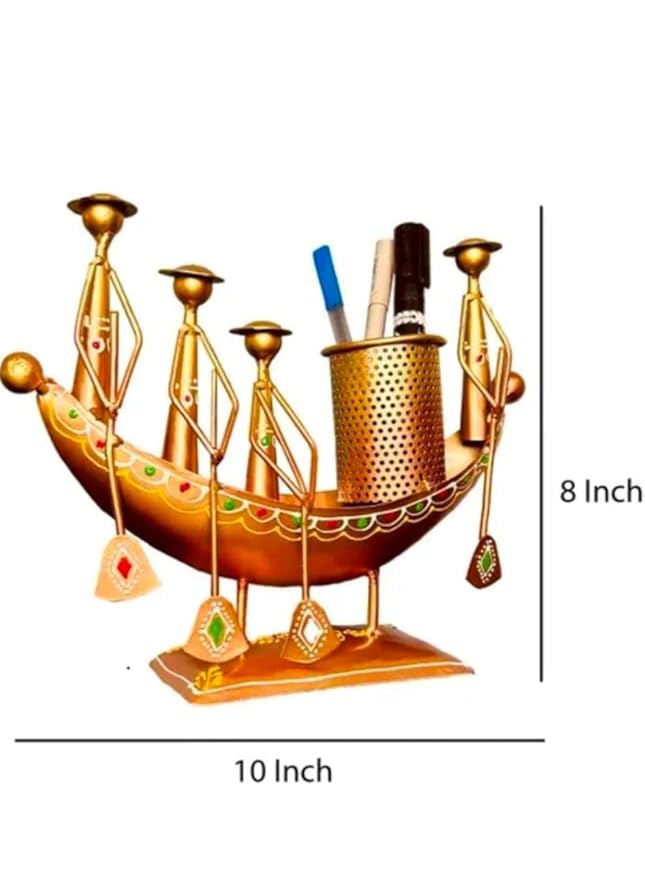 Iron Boat Shape Pen/Pencil Holder (Golden)