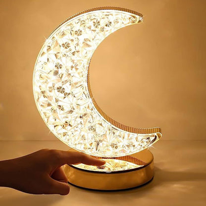 Moon Crystal Table Lamp – Touch Control, USB Rechargeable (1 Pc)