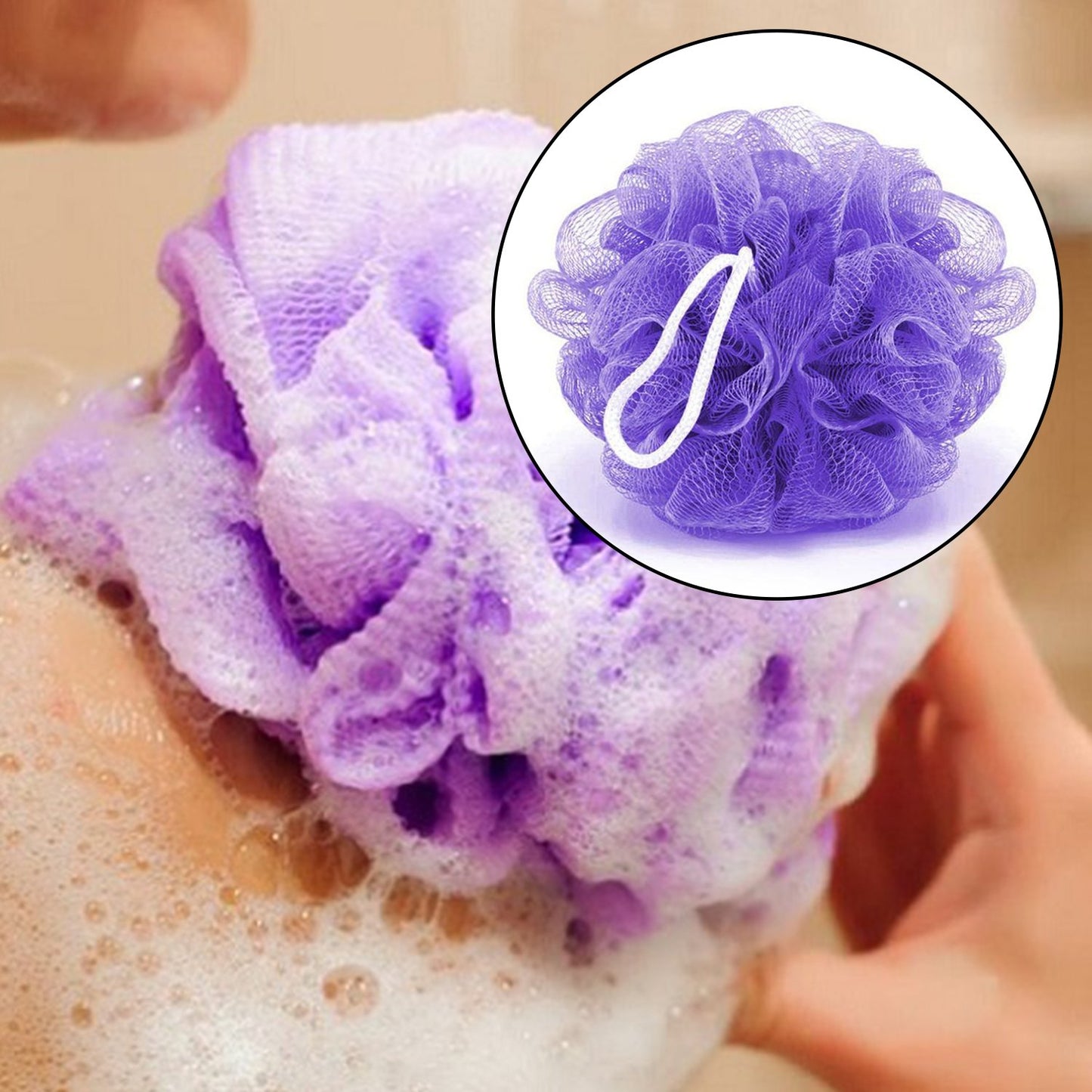Bath Shower Loofah Sponge Pouf Body Scrubber (Pack Of 6pcs)