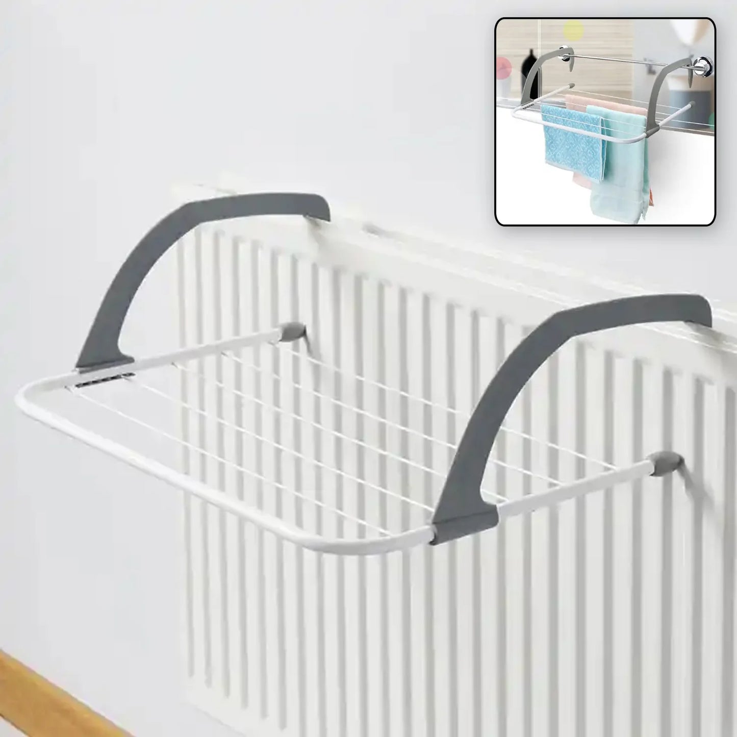 Metal Folding Drying Rack – Clothes Hanger for Balcony, Bathroom & Laundry (1 Pc)