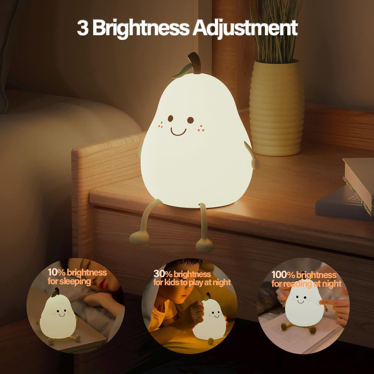 Pear 3D Silicon Colour - Changing Usb Chargeable Lamp