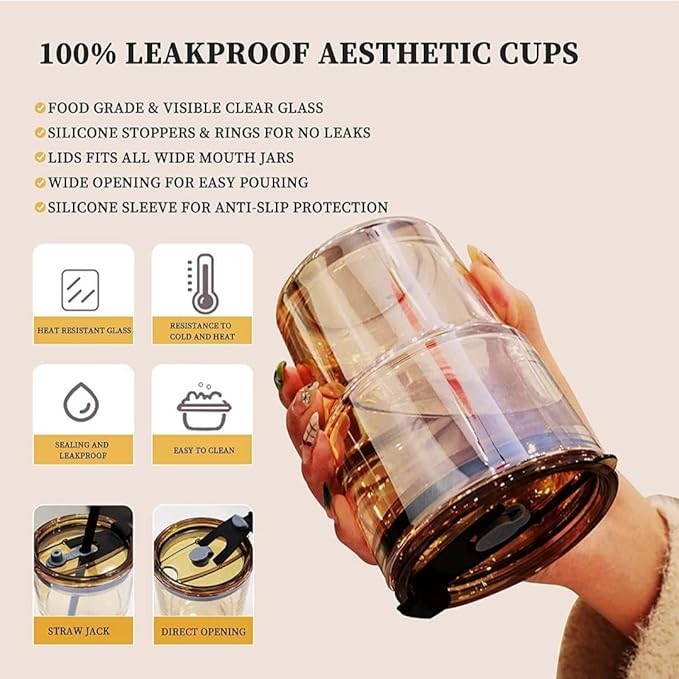 Leather Sleeve Glass/Mug with Straw