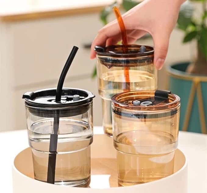 Leather Sleeve Glass/Mug with Straw