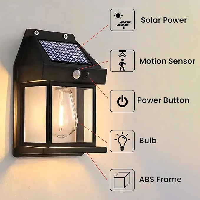 Solar Wall Bulb/Light Outdoor Motion Sensor Pack Of 1