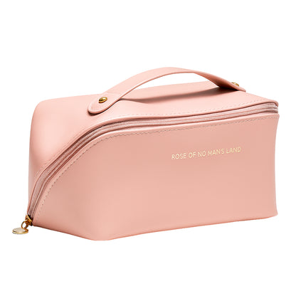 Premium Peach Travel Makeup Toiletry Organizer Pouch With Zipper  Handle (1 Pc)