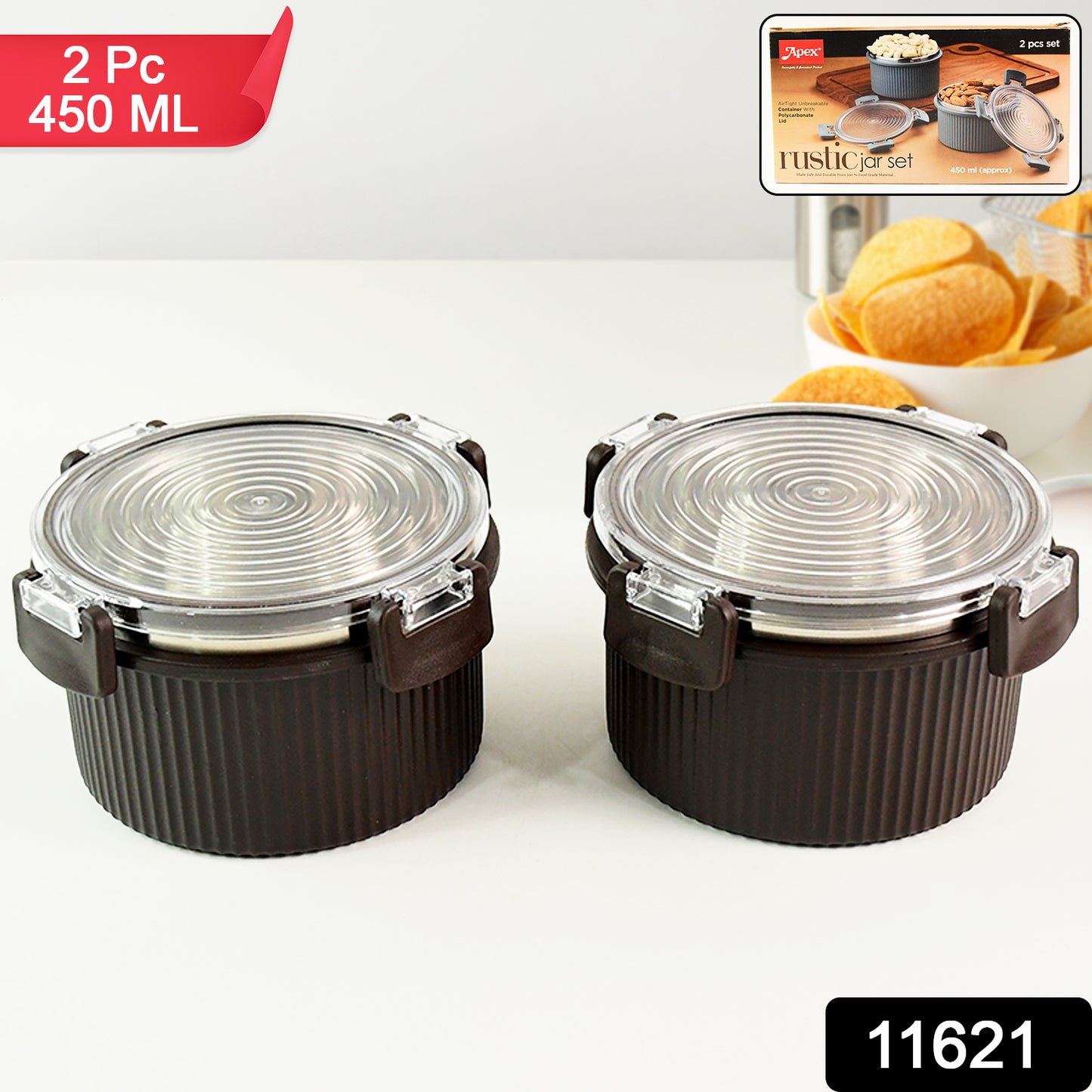 Rustic Jar Set  2 Pcs 450ml Each Approx