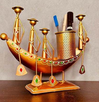 Iron Boat Shape Pen/Pencil Holder (Golden)