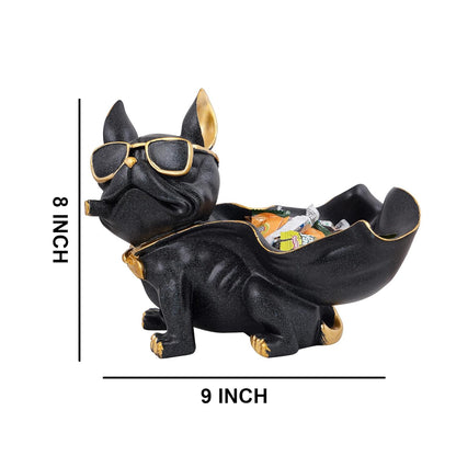 Dog Showpiece for Home Decor showpiece (7.5 inch)(Resin, Black)