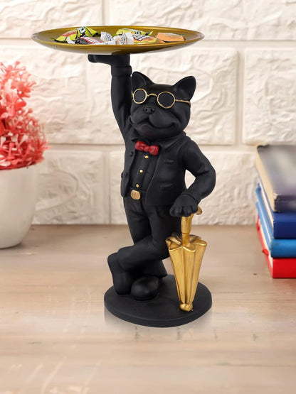 Dog Showpiece for Home Decor showpiece (7.5 inch)(Resin, Black)