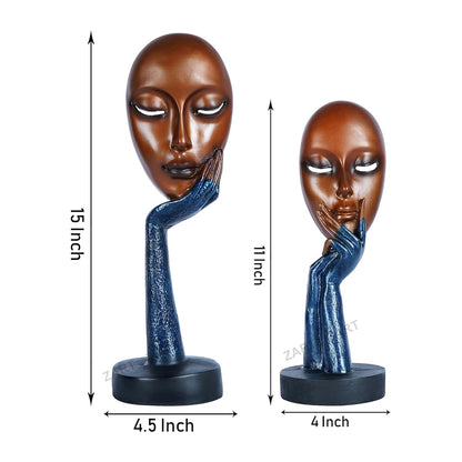 Lady Ring Face Statue for Home Décor Showpiece | Modern Art Lady Face Showpiece for Home Décor Item (Copper)