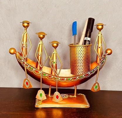 Iron Boat Shape Pen/Pencil Holder (Golden)