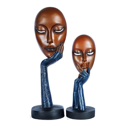 Lady Ring Face Statue for Home Décor Showpiece | Modern Art Lady Face Showpiece for Home Décor Item (Copper)